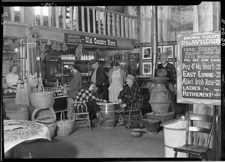 Old country store with patrons playing checkers.